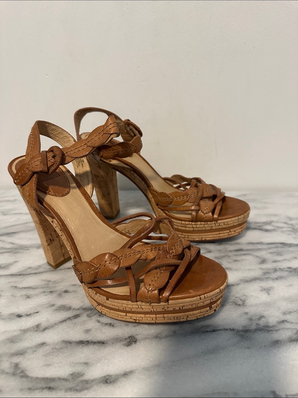 Frye Lena Leaf Ankle Platform Sandals women’s sz 9.5